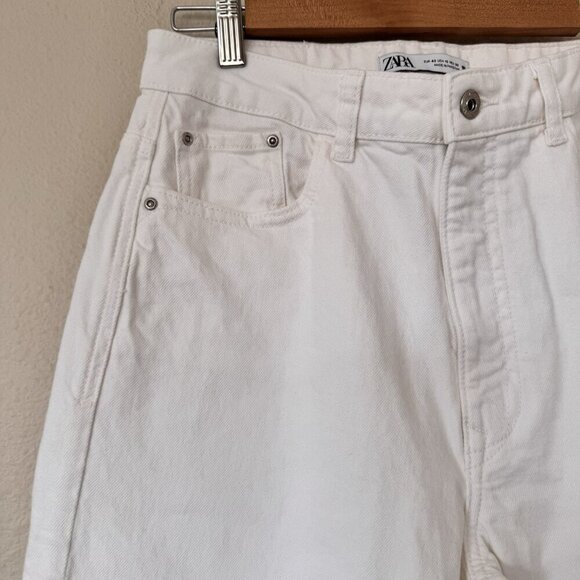 Zara High Rise Straight Denim Pants Jeans White Size 10 7223/022/260/42 - Picture 2 of 6